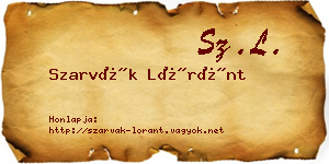 Szarvák Lóránt névjegykártya